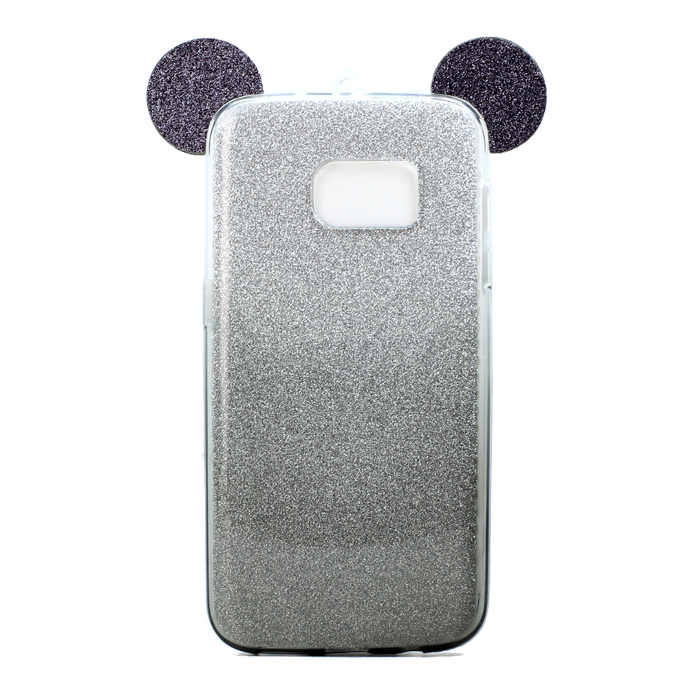 Galaxy S7 Minnie Bow Glitter NECKLACE Strap Case (Black)